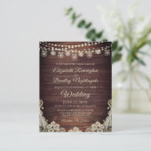 Budget Rustic Livory Lace Wedding Uitnodiging (Staand voorkant)