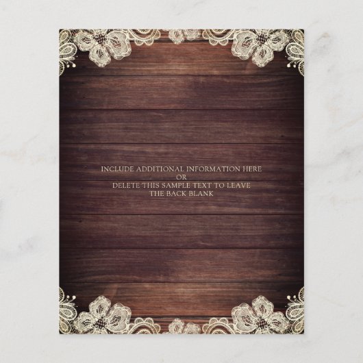 Budget Rustic Livory Lace Wedding Uitnodiging (Achterkant)