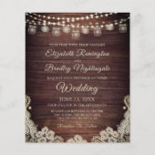 Budget Rustic Livory Lace Wedding Uitnodiging (Voorkant)