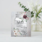 BUDGET Rustic Mason Jar Baby shower Uitnodiging (Staand voorkant)