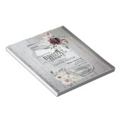 BUDGET Rustic Mason Jar Bridal Shower Uitnodiging Notitieblok (Schuin)