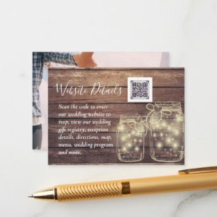 BUDGET Rustic Mason Jar Lights WEDING Informatiekaartje