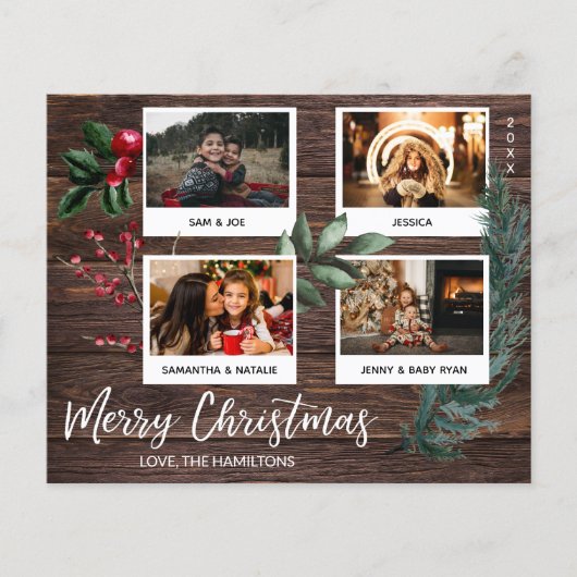 Budget Rustic Merry kerst Instant Multi Photo Flyer (Voorkant)