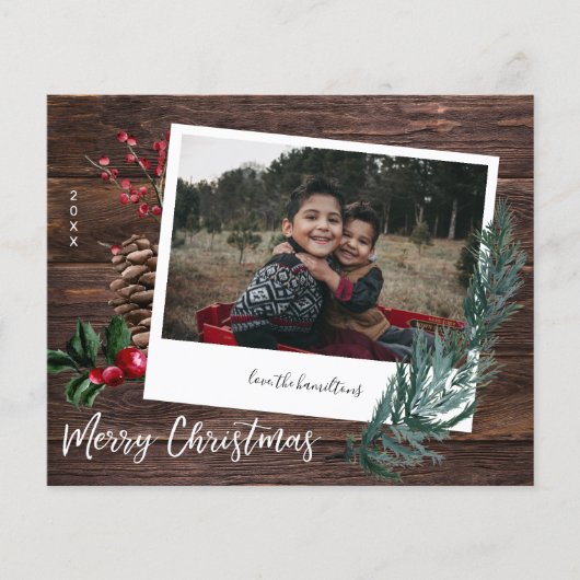 Budget Rustic Merry kersthout & Instant Photo Flyer (Voorkant)