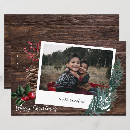 Budget Rustic Merry kersthout Instant Photo L (Voorkant / Achterkant)