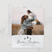 Budget Rustic Merry Kerstmis 2 Foto Holiday Kaart (Voorkant / Achterkant)