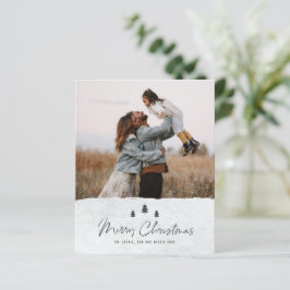 Budget Rustic Merry Kerstmis 2 Foto Holiday Kaart