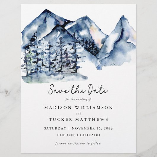 Budget Rustic Mountain Photo Save the Date Flyer (Voorkant)