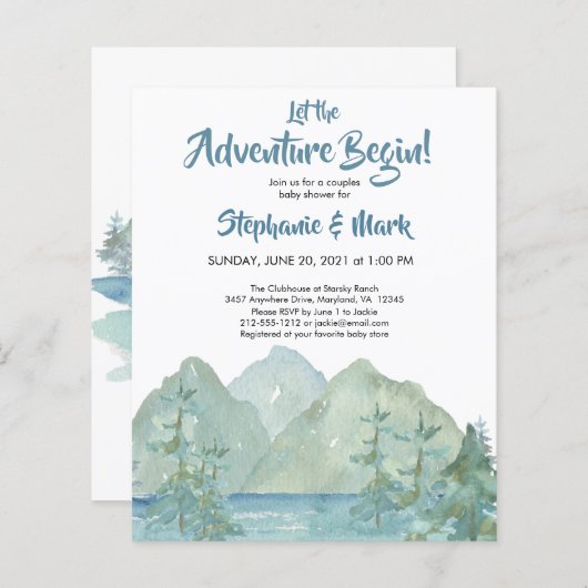 Budget Rustic Mountains Adventure-Baby shower (Voorkant / Achterkant)