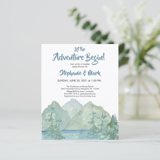 Budget Rustic Mountains Adventure-Baby shower (Staand voorkant)