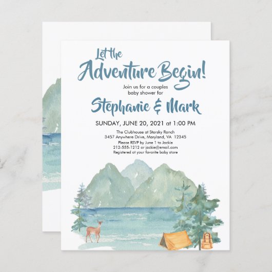 Budget Rustic Mountains Adventure-Baby shower (Voorkant / Achterkant)