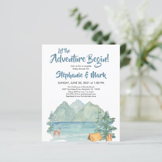 Budget Rustic Mountains Adventure-Baby shower (Staand voorkant)