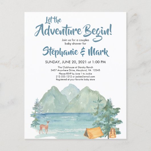 Budget Rustic Mountains Adventure-Baby shower (Voorkant)