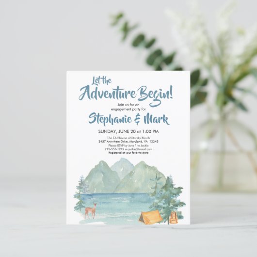 Budget Rustic Mountains Adventure Engagement Party (Staand voorkant)