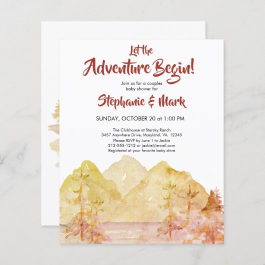 Budget Rustic Mountains Adventure Herfst Baby show (Voorkant / Achterkant)