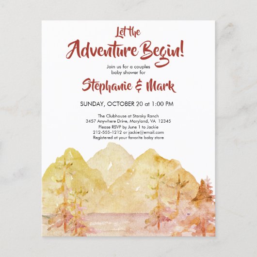 Budget Rustic Mountains Adventure Herfst Baby show (Voorkant)