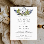 Budget Rustic Mountains Forest Wedding<br><div class="desc">Budget Rustic Mountain Forest Waterverf Spring Wedding uitnodigingen op witte achtergrond - omvat mooie en elegante scripttypografie met moderne botanische bladeren,  bessen en groen voor de speciale dag van de bruiloft.</div>