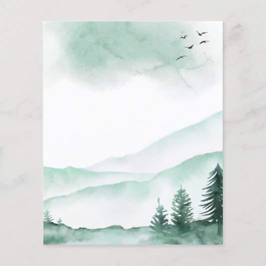 Budget Rustic Mountains Forest Wedding Invitation (Achterkant)