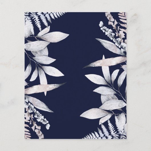 Budget Rustic Navy Floral Wedding Invitation (Achterkant)