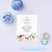 Budget Rustic Neutral Boho Floral Wedding Ceremony Flyer (Enkel)