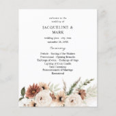Budget Rustic Neutral Boho Floral Wedding Ceremony Flyer (Voorkant)