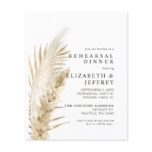 Budget Rustic Pampas Rehearsal Dinner Uitnodiging