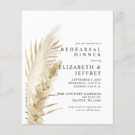 Budget Rustic Pampas Rehearsal Dinner Uitnodiging