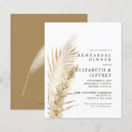 Budget Rustic Pampas Rehearsal Dinner Uitnodiging