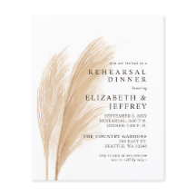 Budget Rustic Pampas Rehearsal Dinner Uitnodiging