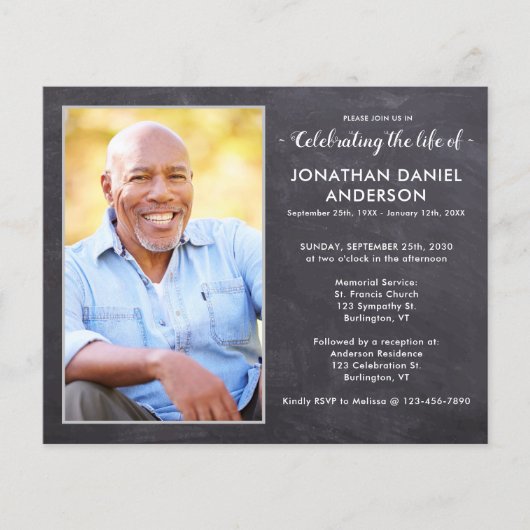 Budget Rustic Photo Celebration of Life Invitation (Voorkant)