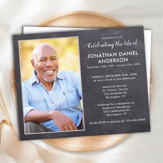 Budget Rustic Photo Celebration of Life Invitation