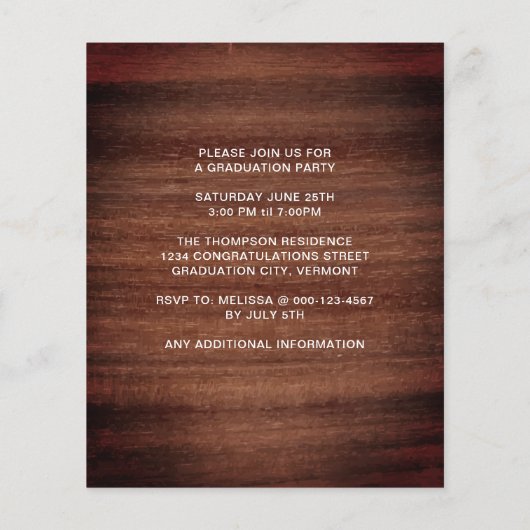 Budget Rustic Photo Collage Afstuderen Uitnodiging (Achterkant)