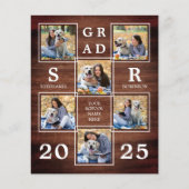 Budget Rustic Photo Collage Afstuderen Uitnodiging (Voorkant)