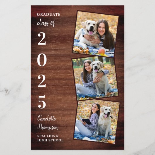 Budget Rustic Photo Collage Graduation Invitations (Voorkant)