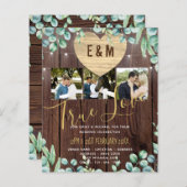 Budget Rustic Photo Collage Greenery Wedding Invit (Voorkant / Achterkant)