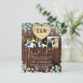 Budget Rustic Photo Collage Greenery Wedding Invit (Staand voorkant)