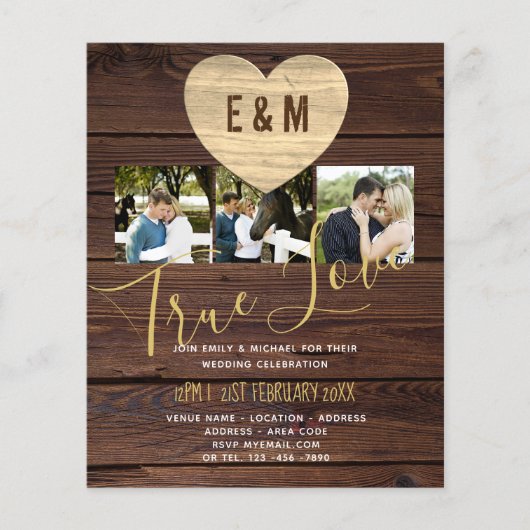 Budget Rustic Photo Collage Wedding Invitations (Voorkant)