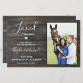 Budget Rustic Photo Horse Wedding Save the Date (Voorkant / Achterkant)