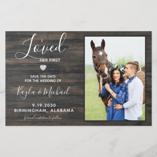 Budget Rustic Photo Horse Wedding Save the Date (Voorkant)