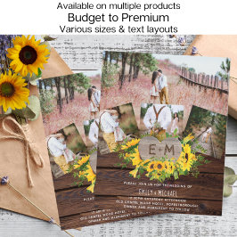 Budget Rustic Photo Sunflower Wedding nodigt A9 ui