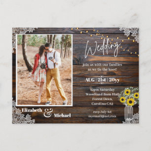 BUDGET Rustic PHOTO Wedding Save the Date Briefkaa Briefkaart