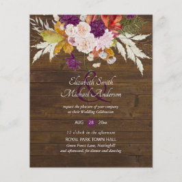 Budget Rustic Plum Blooms Ginger Wedding Invites