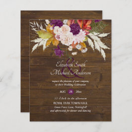 Budget Rustic Plum Blooms Ginger Wedding Invites