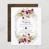 Budget Rustic Plum Floral Wedding Herfst nodigt ui (Voorkant / Achterkant)