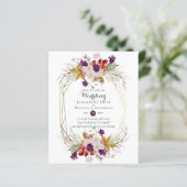 Budget Rustic Plum Floral Wedding Herfst nodigt ui (Staand voorkant)