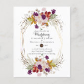 Budget Rustic Plum Floral Wedding Herfst nodigt ui (Voorkant)