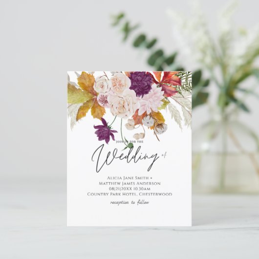 BUDGET Rustic Plum Ginger Fig Wedding Invite (Staand voorkant)