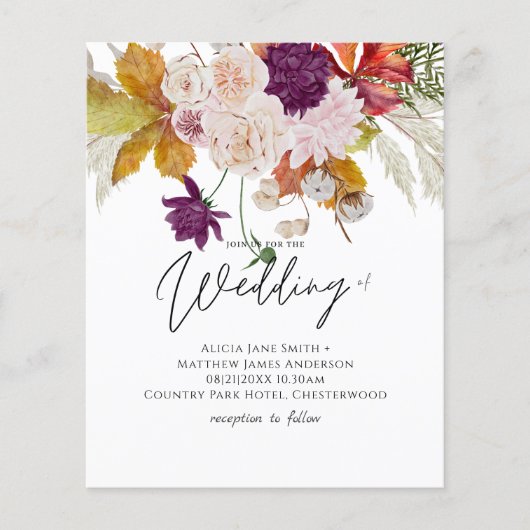 BUDGET Rustic Plum Ginger Fig Wedding Invite (Voorkant)