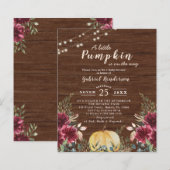 Budget Rustic Pumpkin Baby shower Light Invitation (Voorkant / Achterkant)