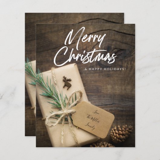 Budget Rustic Reindeer & Cadeau Merry Kerstmis (Voorkant / Achterkant)